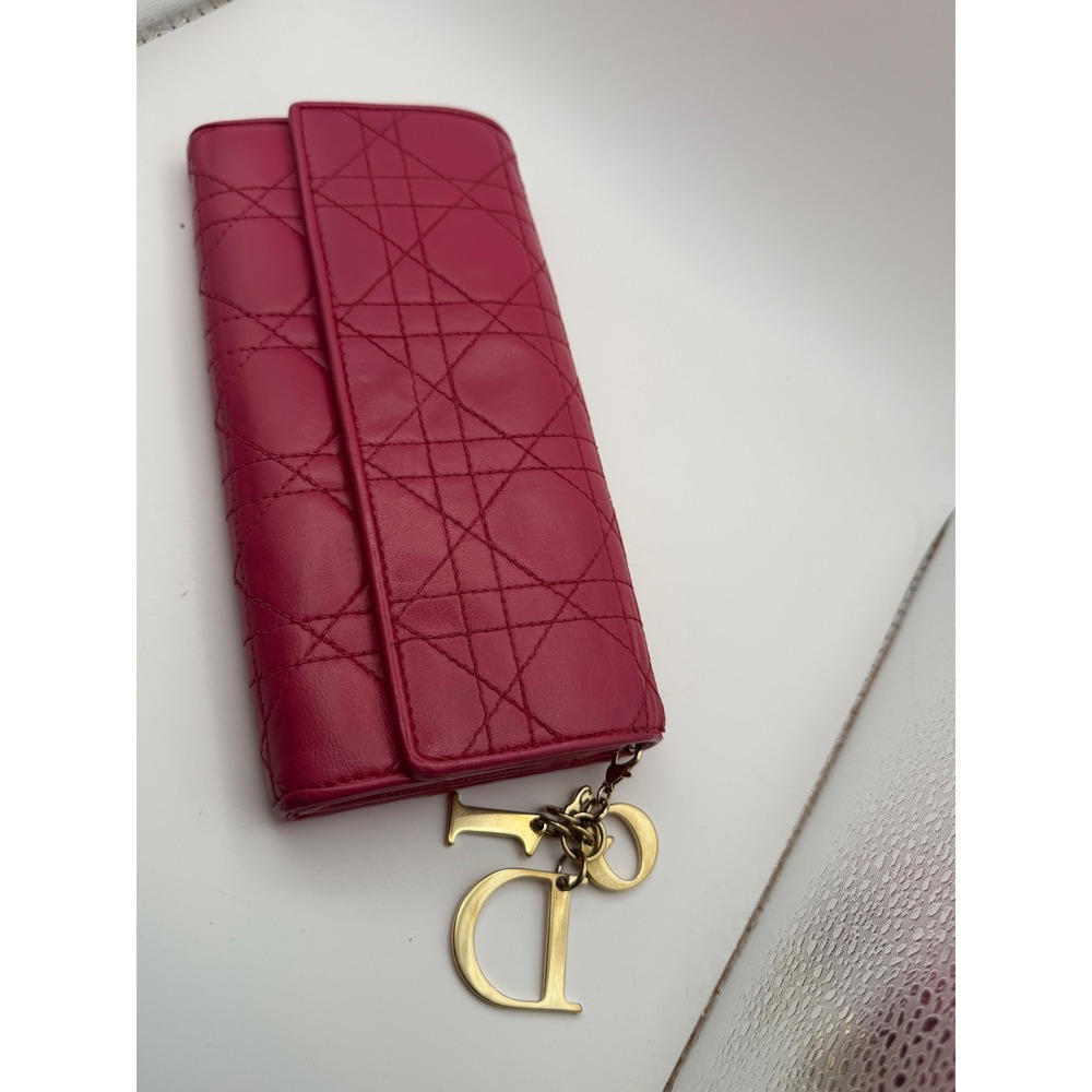 Christian Dior Wallet Womens OS Pink Lady Dior Cannage Lambskin Long Wallet - Picture 2 of 9